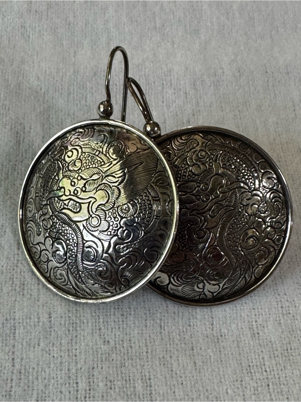 Silpada Sterling Silver Dragon Filigree Round Drop Earrings - Picture 3 of 4